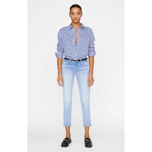 FRAME Le Garcon Humphrey Rips Mid Rise Slouchy Boyfriend Jeans, Size 30 - Picture 1 of 14
